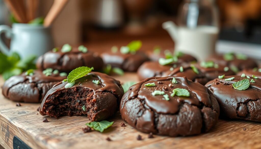 Fudgy Mint Chocolate No-Bake Cookies